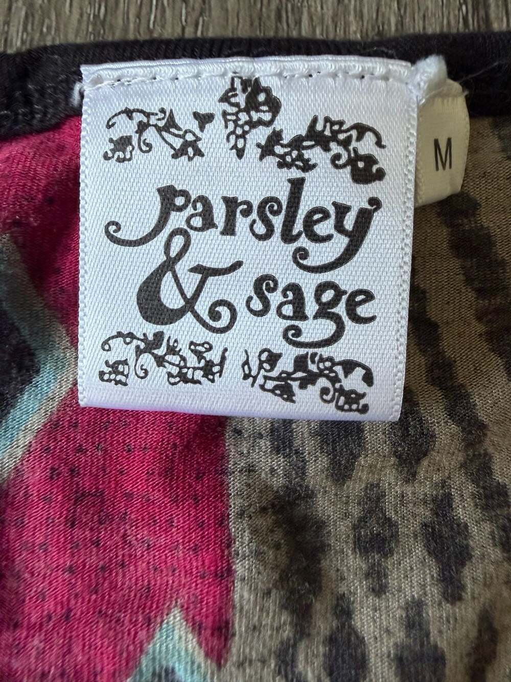 Parsley And Sage Boho Tunic Top Size M Black Multicolor Patchwork - Picture 2 of 6